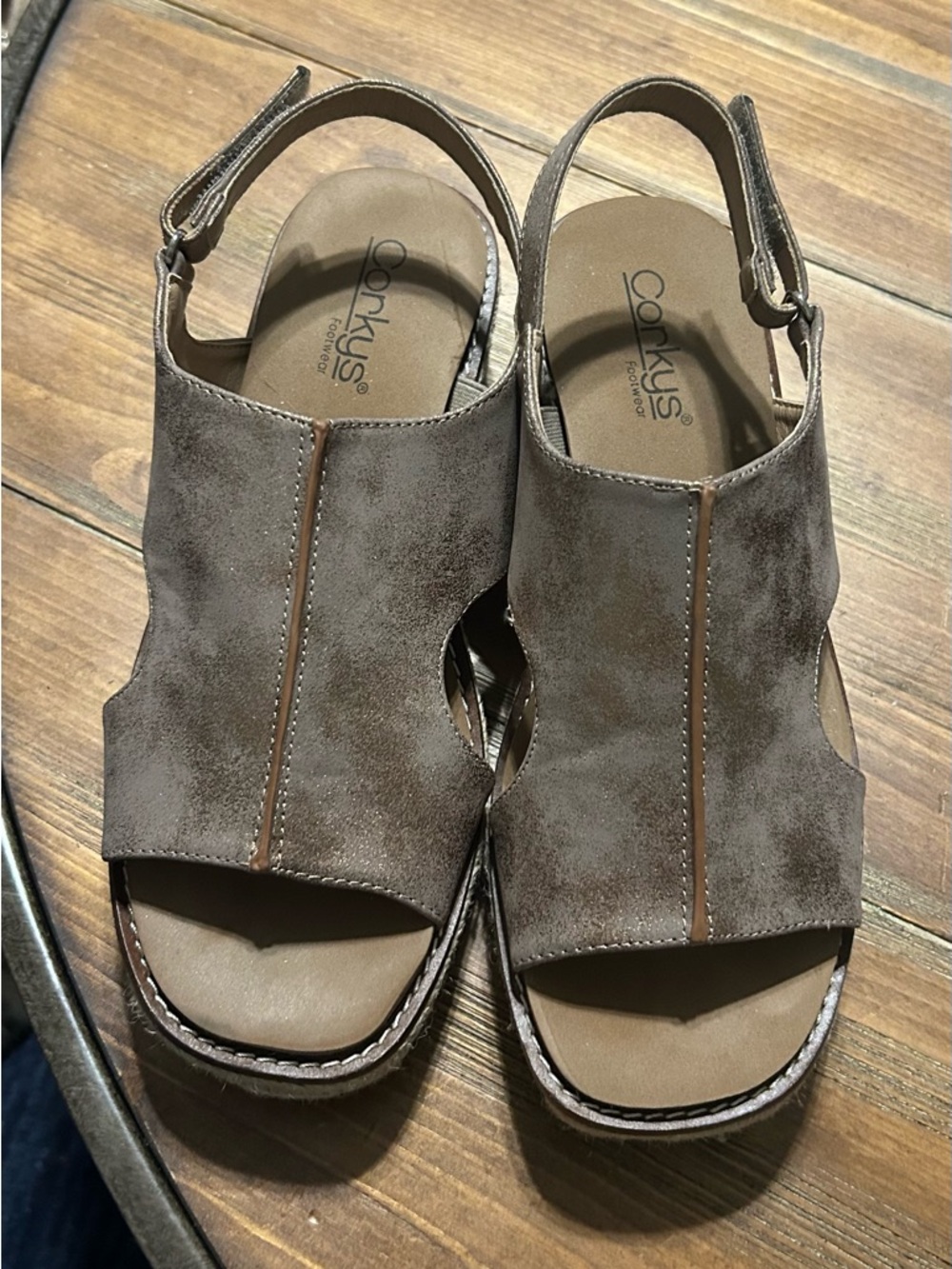 Corkys Suede Open-Toe Slingback Sandals size 8 Copper